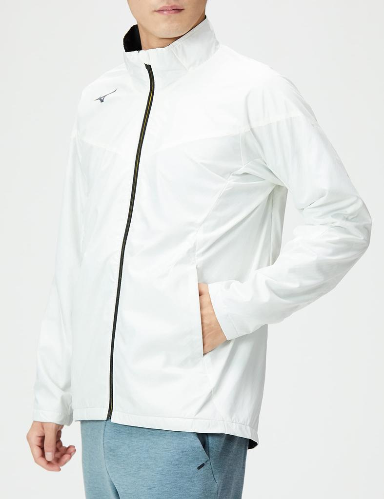 Mizuno Breath Thermo Warmer Training and Size 32ME2541 Jacket, Moisture-Wicking, Windproof, Water-Repellent, Men's, Off-White,