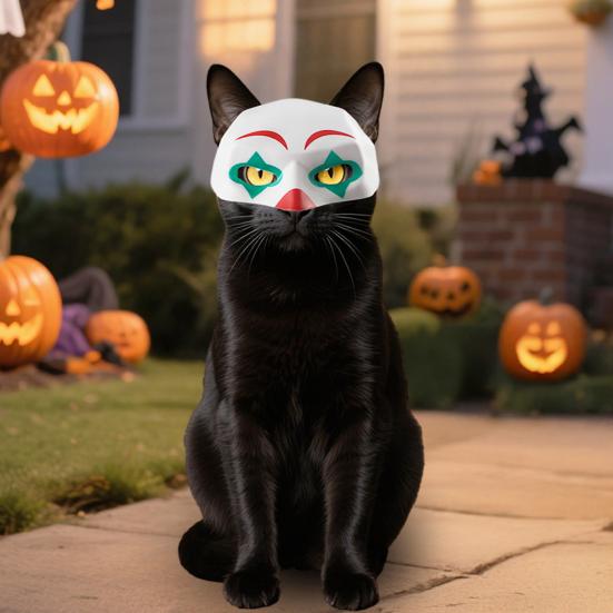 Cat Mask for Cats Heroic Superhero Cat Clown Mask Halloween Masquerade Pet Costume Unique Gift for Cat Lovers