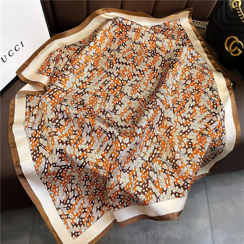 New Silk Square Hair Scarf Foulard Pashmina Shawls Wraps Neck Scarves Women Floral Bandana Headbands Floral Bufandas Female