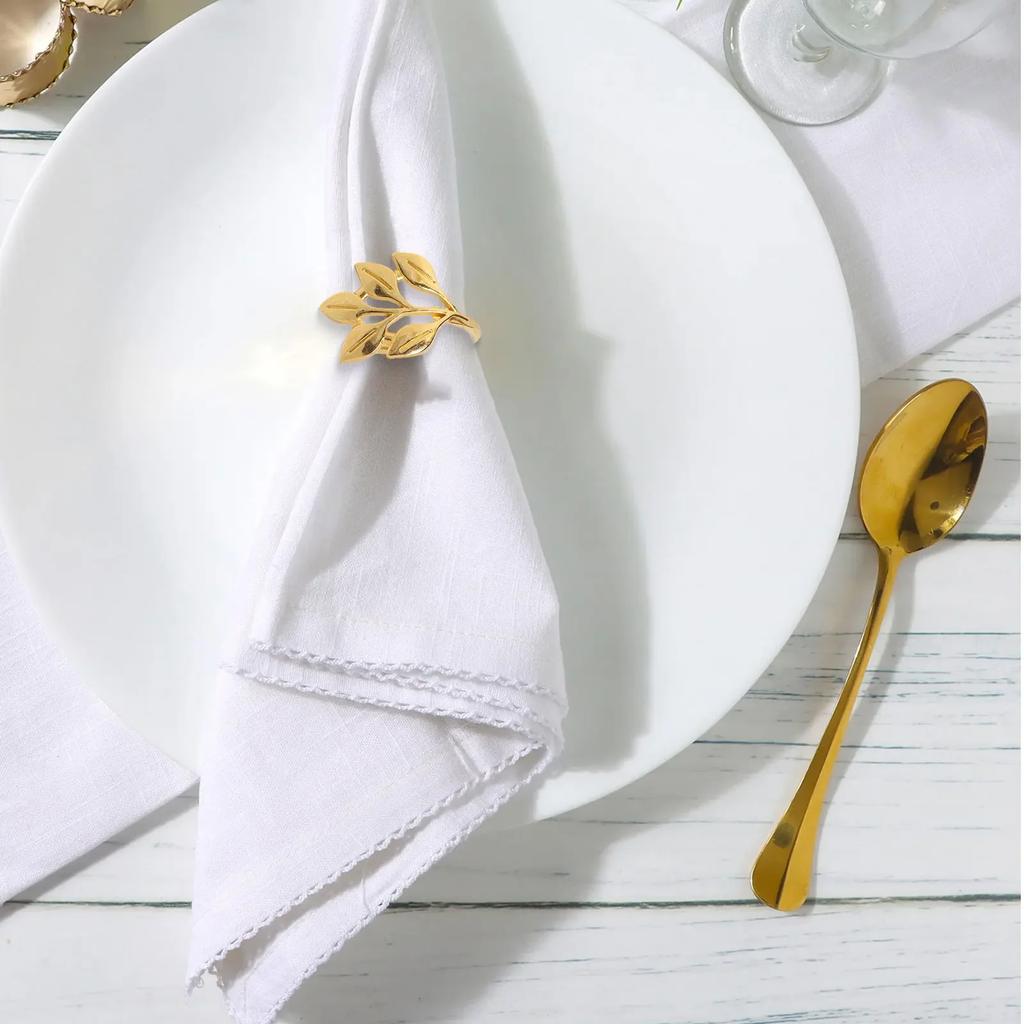 20 Piece Leaf Pattern Napkin Ring Set for Table Settings Metal Holders Designed for Weddings and Special Occasions