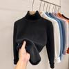 One Piece Velvet High Neck Sweater with Thickened Velvet for Women, Autumn and Winter New Warm Long Sleeved Base Sweater