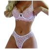 Women Sexy Lace Wireless Bowknot Bra Thong Lingerie Underwear Pajamas Set