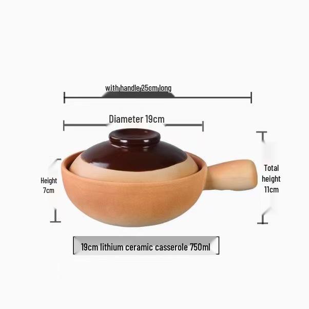High-Temperature Resistant Clay Pot with Handle for Claypot Rice & Noodles - Durable, No Crack, Small Commercial Sand Pot
