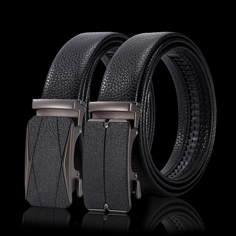 Belt Men'S Alloy Frosted Automatic Buckle Belt Light Business Leather Belt Stall
