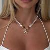 Exaggerated Metal Big Heart Pendant Necklace for Women Gothic Hip Hop Silver Color Beading Chain Necklace Y2K Jewelry Party Gift
