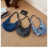 Vintage Versatile Denim Shoulder Hobos Bags for Women Large Capacity Simple Ladies Crossbody Bag College Student Handbags Tote