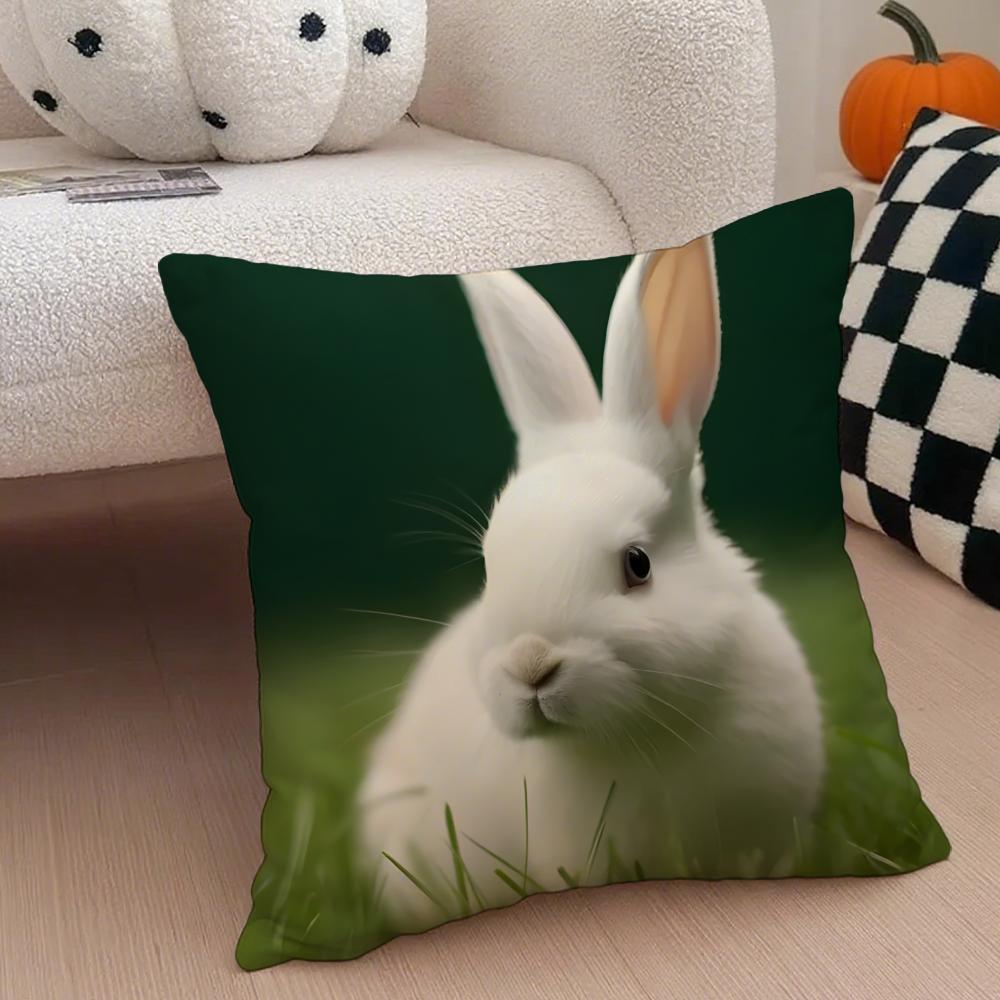 cute Pastoral rabbit Cushion Cover Throw Pillow Cover Hidden Button Durable Polyester Chair Cushion