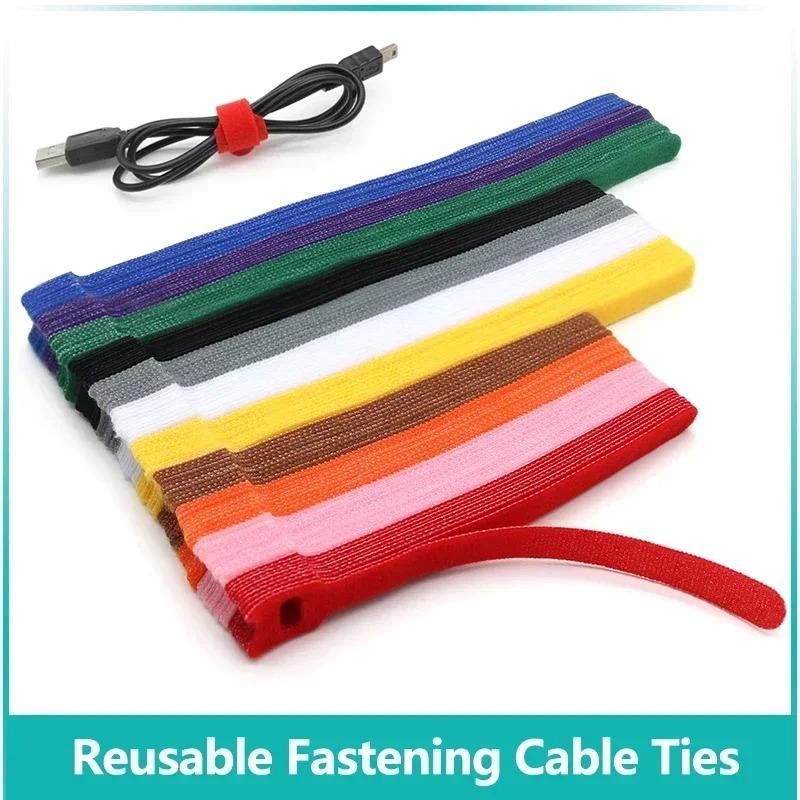 Reusable Cable Ties 15cm Nylon Hook Loop Straps Wire Organizer Fastening Wraps for Cable Management Storage