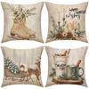 Nový Sled Deer Svíčka Vánoční Povlak na polštář Lněný Potisk Povlak na polštář Slavnostní Pokoj Pohovka Dekorace Polštář