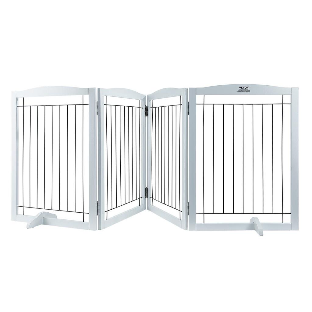 Free Standing Dog Gate 32x96.5 Inch Freestanding Pet Gate Foldable White