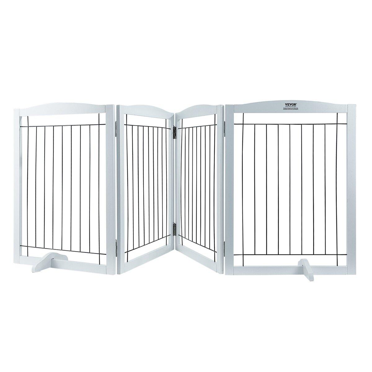 Barrière pour chien autoportante 32x96,5 pouces Barrière pour animal de compagnie autoportante Pliable Blanc