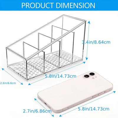 Transparent Remote Control Holder, 4-Tier Desk Organizer Box for Makeup Brush Pen Office School Desktop Storage Rack