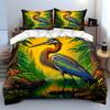 Heron Nature Artwork Set Soft Comfortable Duvet Cover Bedding Set Included 1*Duvet Cover & 2*Pillowcases, Gift