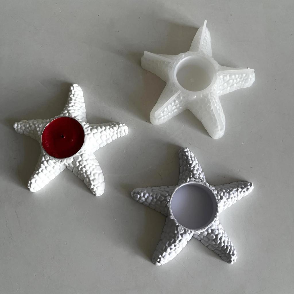 Starfish Candlestick Mold Silicone Candle Holder Mould Easy To Demold Tealight Mould Gypsum Home Desktop Ornament