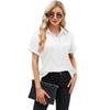 Sommer Kurzarm Satin Hemd Frauen Fashion Solid drehen-unten Kragen Bluse Elegante Beiläufige Lose Büro Damen Tops Blusas 28495