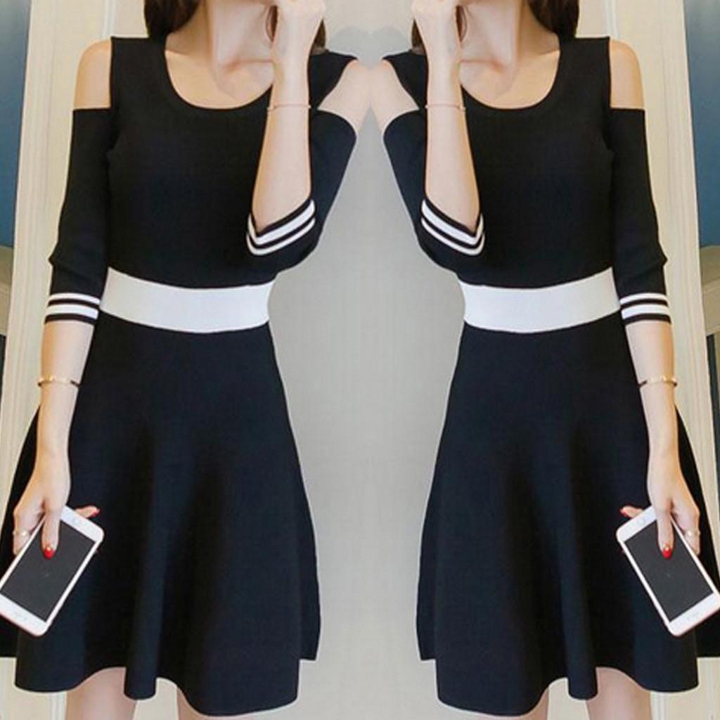 

Модное женское свободное однотонное облегающее платье с высокой талией