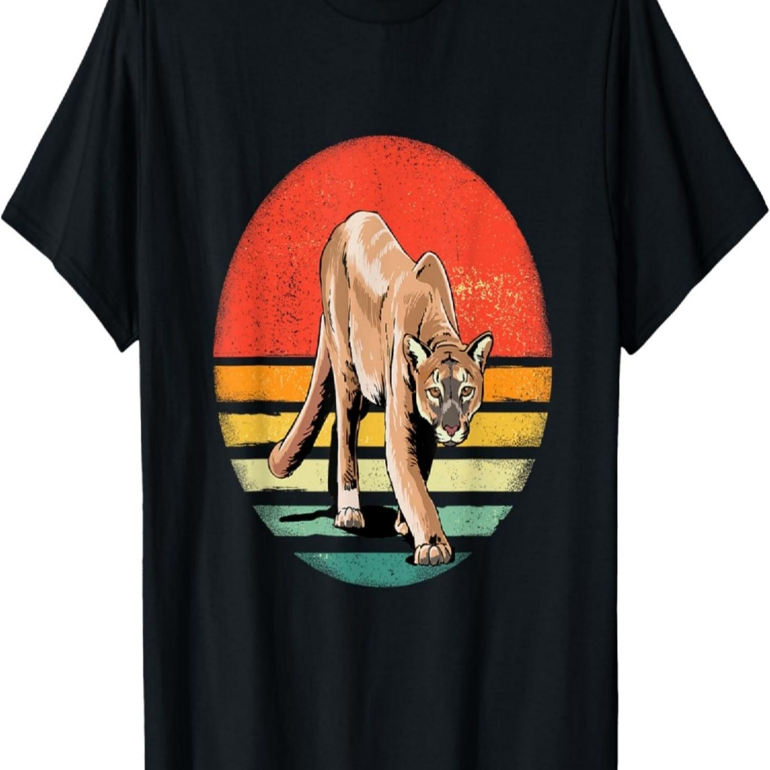 Retro Vintage Cougar Nature Cougar Lover T-Shirt S чёрный