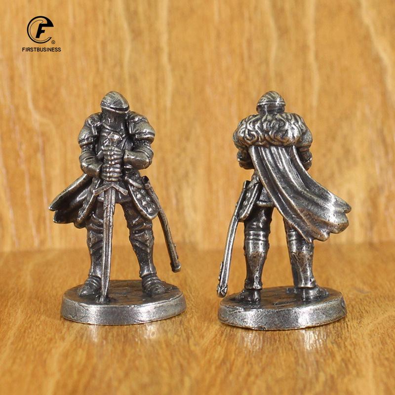 White Brass War Legions Fearless Knight Soldier Models Miniature Figurine Collections Metal Chess Piece Table Game Ornament Gift