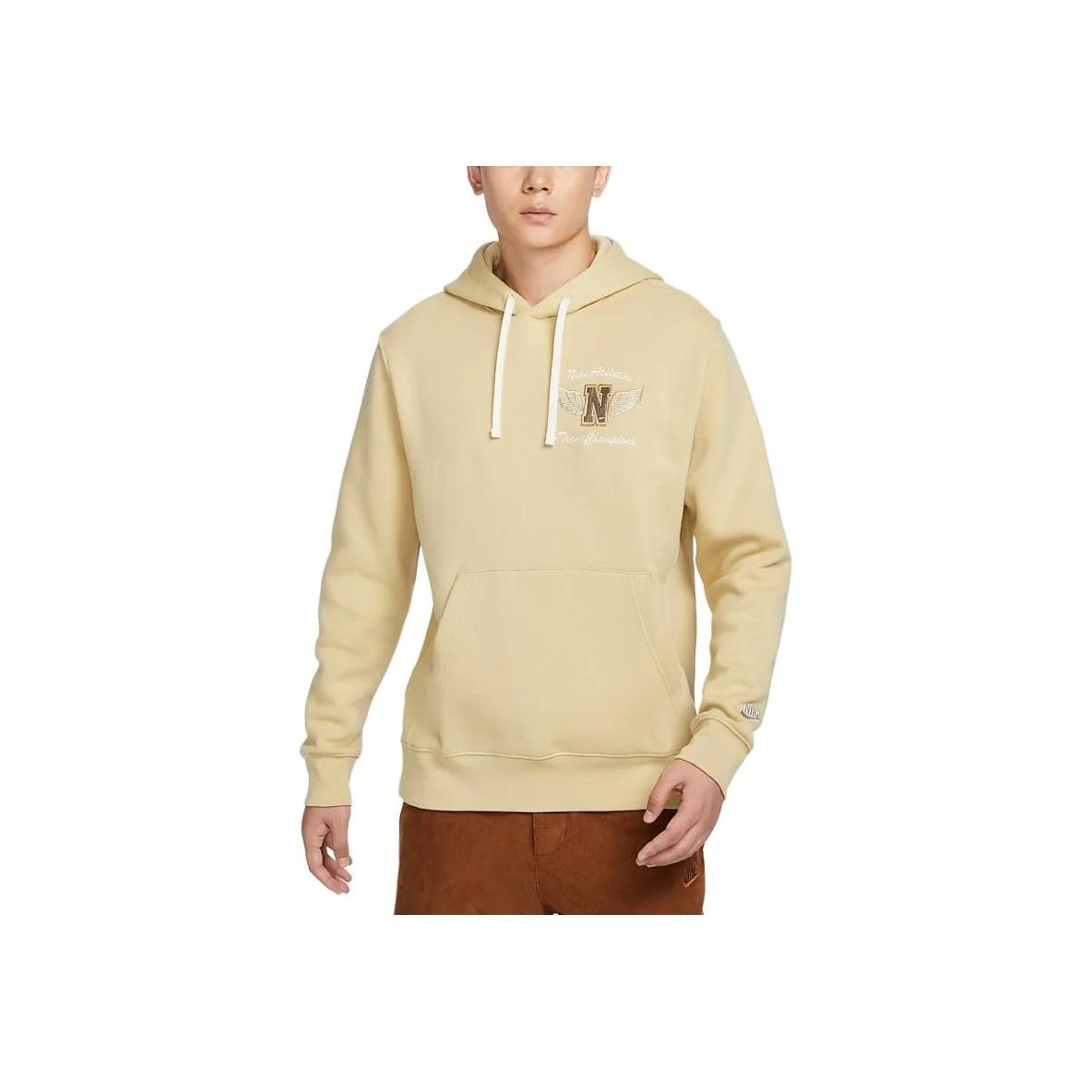 

Nike Спортивная одежда Клубный логотип вышитый удобный мягкий флисовый пуловер с капюшоном мужские толстовки желтый HQ4952-783 S