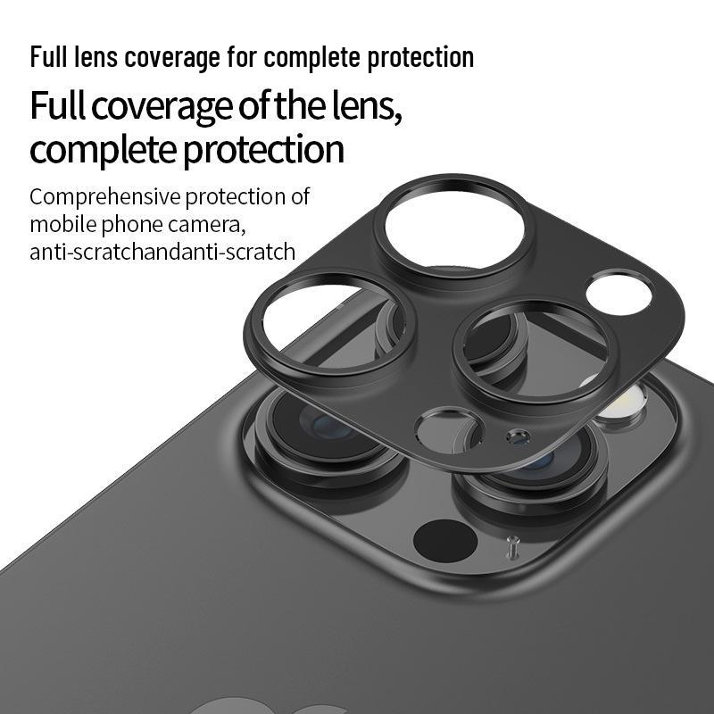 Compatible Apple iPhone 16 Pro Max Frosted Aluminum Lens Film Armor with Hollowed-Out Metal Sticker