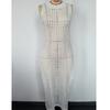 Cross-border Vacation Sexy Knit Sleeveless Dress: Solid Color, Round Neck, Breathable, High Slit, Beach Cover-up