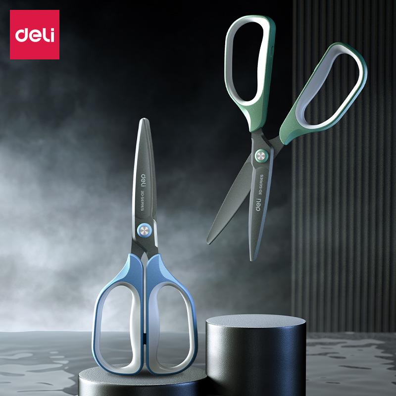 Deli Rustproof Black Blade Large Scissors, Stainless Steel Safety Scissors for Office and Household Paper Cutting