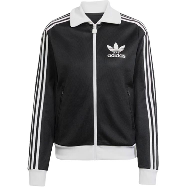 Adidas Originals Letter Logo Striped Stand Collar Jacket Women Jackets Black HZ3743 S