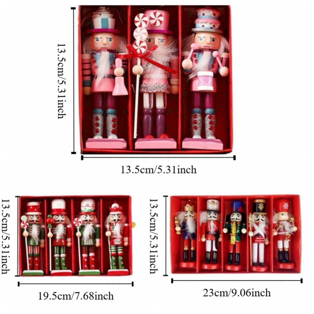 3/4/5Pcs Figurines Soldier Puppet Pendant Colorful Nutcracker Doll Nutcracker Puppet  Children Toys
