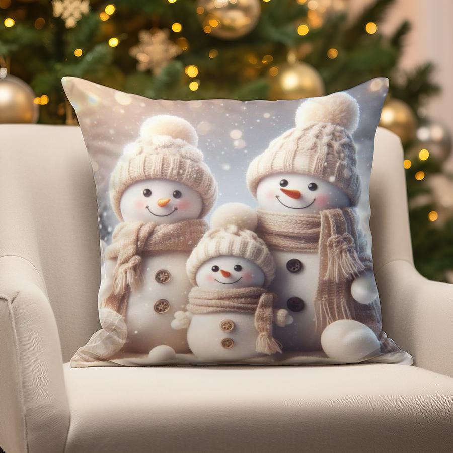 Home Decor Merry Christmas Winter Scene Suitable For Sofa Bedroom Car Pillow Cover Cushion Rectangular Back Cushion
