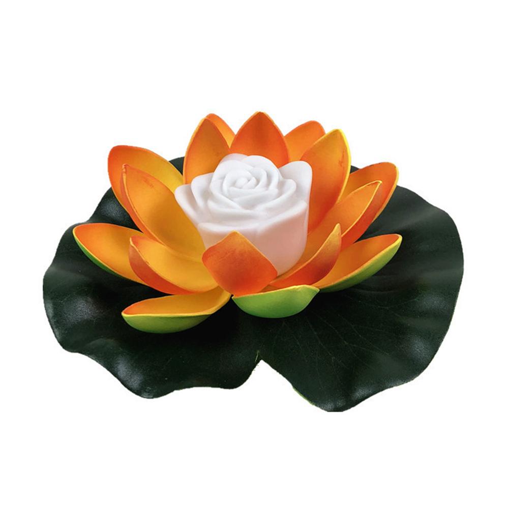 18CM Fake Lotus Flower LED Swimming Pool Garden Pond Floating Floral Lamp Micro Landscape Flower Floating Fake Lotus Plant