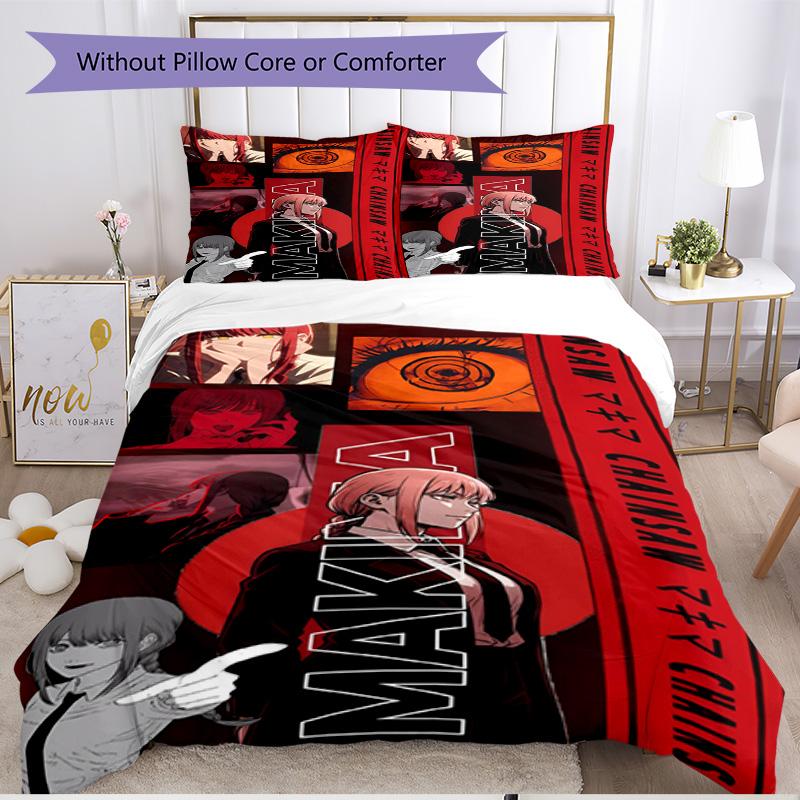 3pcs Duvet Cover Set (1*Duvet Cover + 2*Pillowcase, Without Core), Makima Chainsaw Man Print Soft All‑Season Bedding Set, Home Bedroom Decor Gift