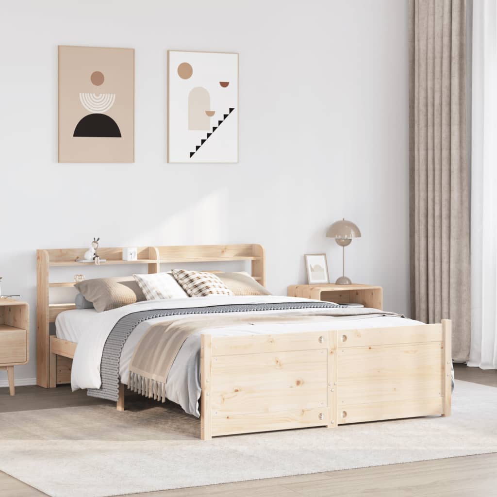 Wooden Bed Frame with Headboard Without Mattress 135 X 190 Cm