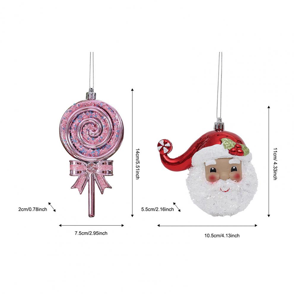Cartoon 3D Christmas Ornaments Plastic Hanging Decor with Snowman Reindeer Lollipop Designs Festive Tree Decoration
