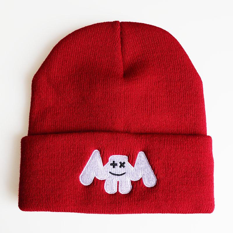 New Hip-Hop Ski Hat with Smiley Face and Marshmallow Embroidery Knit Hat Marshmello Woolen Beanie Hat