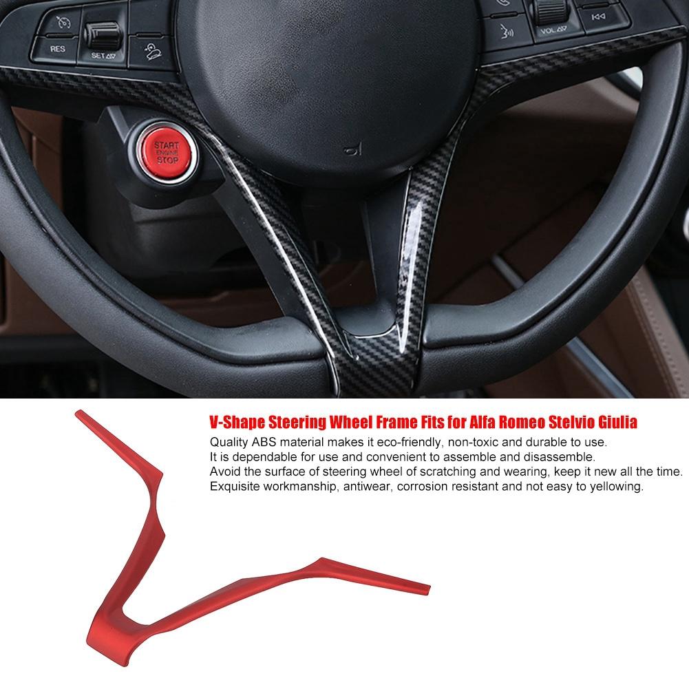 ABS V Shape Car Steering Wheel Frame Decoration Trim Fits for Alfa Romeo Stelvio Giulia(Red)