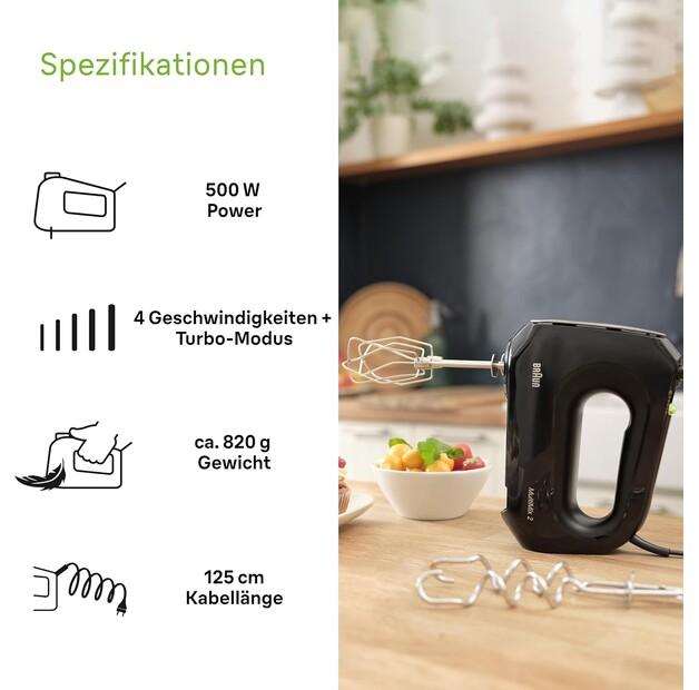 Hand Mixer Braun HM 2110 BK MultiMix 2 (0X22211062)
