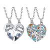 2Pcs/Set Sister Love Necklace Big Sister And Little Sister Necklaces Rainbow Heart Charm Necklace
