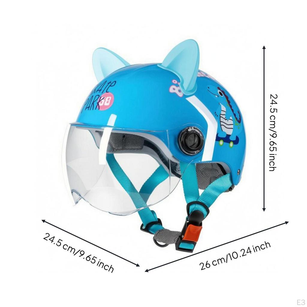 Children's CatEar Helmet Hard FastRelease Buckle Child Gear Dinosaur Wht Clear