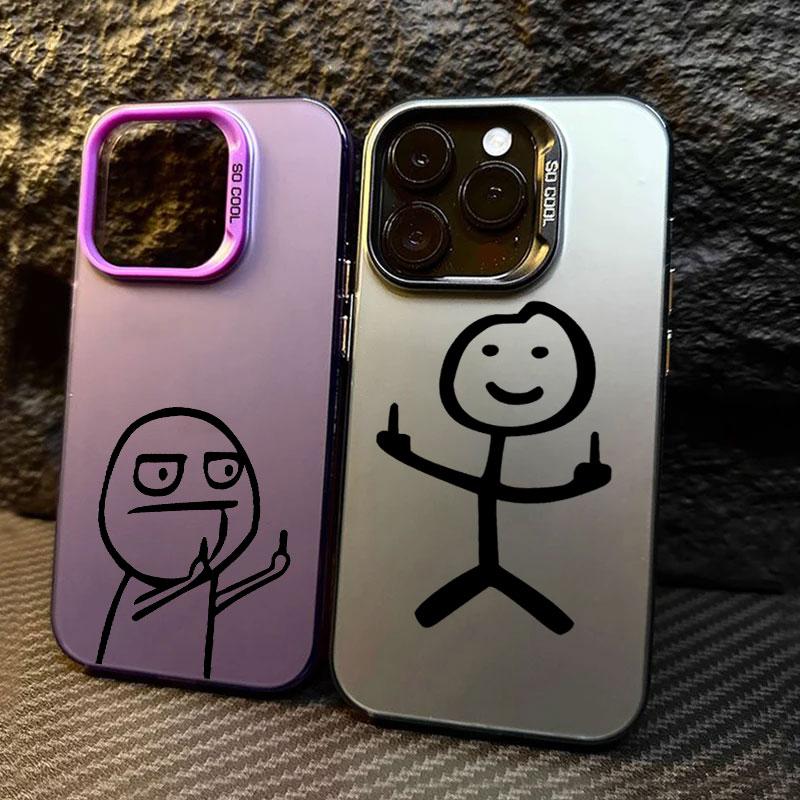 Funny Middle Finger Man Coque Funda Phone Case For iPhone 17 16 15 13 12 11 ProMax Pro Plus Shockproof & Anti-Fall Phone Cover