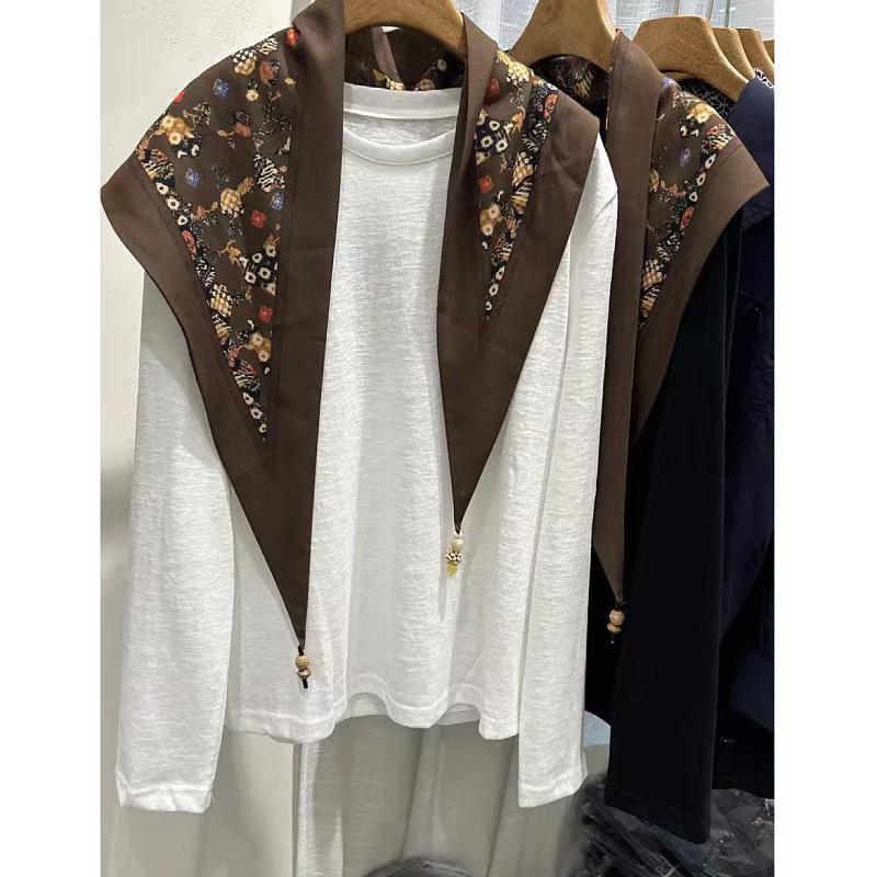 

2025 Early Autumn Women’s Silk Shawl Scarf: Pendant Print Twill Triangle for Neck Protection 120 cm