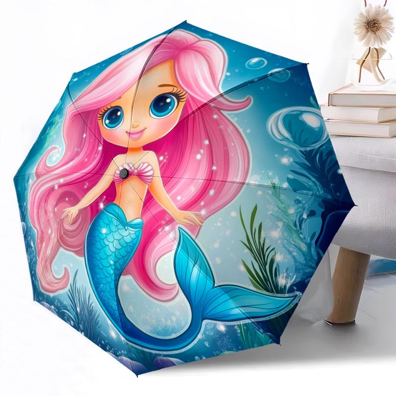 Mermaid Fantasy Underwater Scene Outdoor Automatic Umbrella Retractable Design with 8-Rib Durability Lightweight Perfect Gift for Friends Family