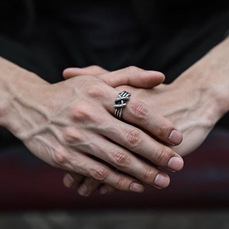 [RAFER] Punk Fashion Summer Bond of Fate Ring Men's Unique Design Silver Plated Super Cool