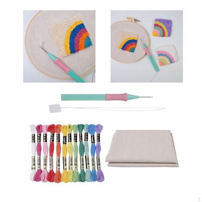 Embroidery Pen Punch Needle Kits Set Threader for Cushion Covers Making Rug Poke