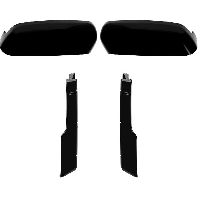 Glossy Black Towing Top+Side Clip-On Mirror Covers Replace for 2020 2021 2022 2023 2024 Chevy Silverado GMC Sierra 2500HD 3500HD (Black)