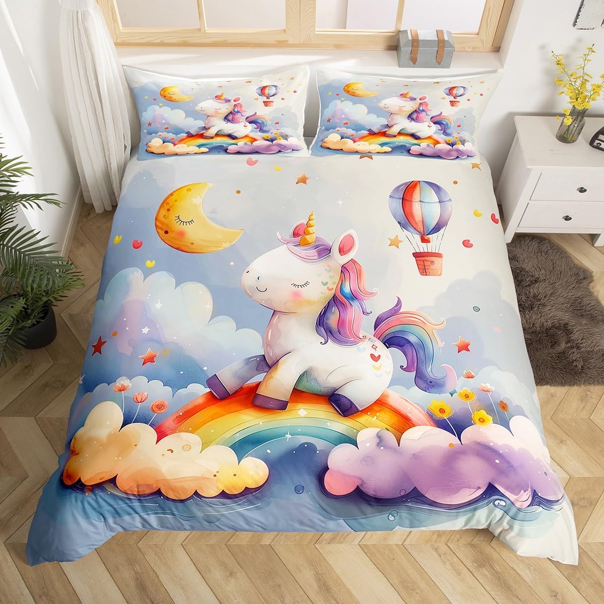 

Comforter Unicorn Horse Queen Size Dreamy Rainbow Bedding 3 Pcs Kids Teens Colorful Sparkling Galaxy Set 2 S Comforter (quilt)-EU Single(135*200cm)3pcs