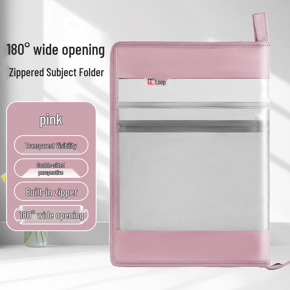 L-Shaped A4 Transparent Subject Classification Bag with Zipper