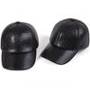 Men’s Genuine Sheepskin Leather Baseball Cap, Crocodile Pattern Warm Outdoor Hat for Autumn Winter