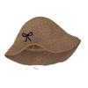 Bow Embroidered Woven Straw Hat for Women, Summer Breathable Sun Hat, Khaki, Size M (56-58cm)