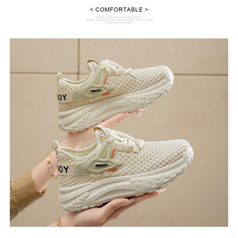 Korean Style Women Breathable Hollow Out Mesh Thick Sole Casual Sports Sneakers