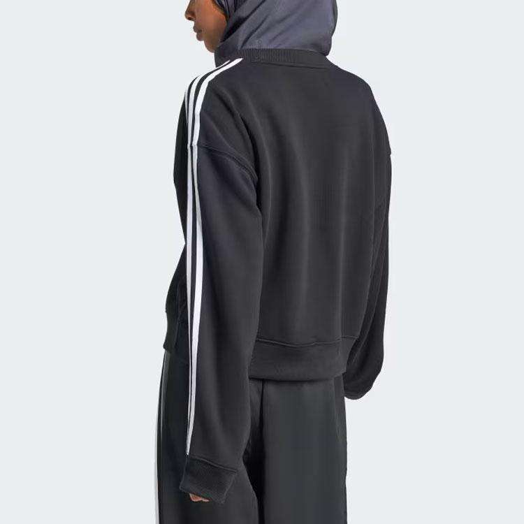 Adidas Womens 3-Stripes Crew Sweatshirt Black Women Streetwear IR5522